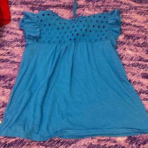 Size small, white, loft shift. Ties in the back!